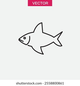 Fish icon vector , flt black linear illustration for web and app..eps