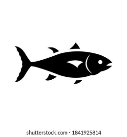 vector de icono de pescado de diseño de ilustración de estilo de glifo