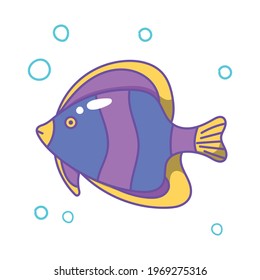 Fish Icon Vector Illustration. Doodle, comic, colorful.