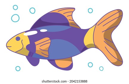 Fish Icon Vector Illustration. Doodle, comic, colorful.