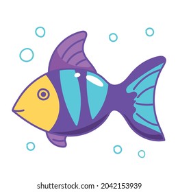 Fischsymbol: Vektorgrafik. Doodle, komisch, bunt.