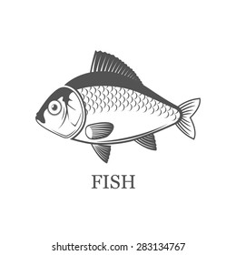 Fish icon vector illustration flat design isolated logo on white background - stock vector
