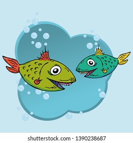 Fish icon. Vector illustration of a fish for food. Hand drawn cartoon fish.