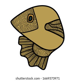 Fish icon - vector illustration with hand drawn pattern.