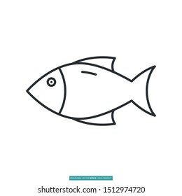 Fish icon vector illustration logo template for many purpose. Isolated on white background.
