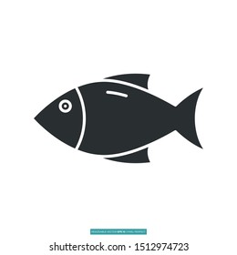 Fish icon vector illustration logo template for many purpose. Isolated on white background.