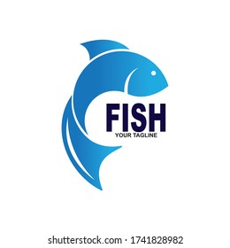 Diseño del logotipo de la ilustración del vector del icono de pescado
