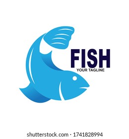 Diseño del logotipo de la ilustración del vector del icono de pescado
