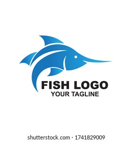 Diseño del logotipo de la ilustración del vector del icono de pescado
