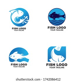 Fish Icon vector illustration logo template design,
