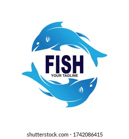 Fish Icon vector illustration logo template design,
