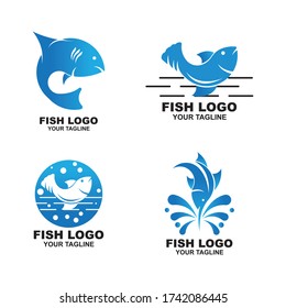 Fish Icon vector illustration logo template design,
