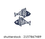 Fish Icon Vector illustration. Pisces zodiac sign horoscope symbol. emblem isolated on white background, Flat style for graphic and silhouette, logo. EPS10 black pictogram.