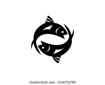 Fish Icon Vector illustration. Pisces zodiac sign horoscope symbol. emblem isolated on white background, Flat style for graphic and silhouette, logo. EPS10 black pictogram.