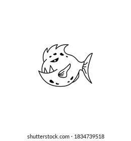 Ilustración vectorial de icono del pescado en estilo plano de moda. Icono de pescado con estilo monolíneo.