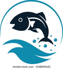 fish icon vector illustration.collection of fish icon with waves
