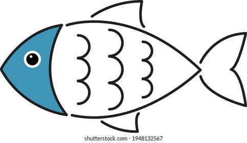 fish icon vector illustration.collection of fish icon with waves