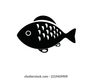 Fish icon vector isolated in black. Fish icon for your design. Illustration isolated from the background.