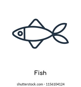 Fish icon vector isolated on white background, Fish transparent sign , thin symbols or lined elements in outline style