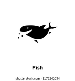 Fish icon vector isolated on white background, logo concept of Fish sign on transparent background, filled black symbol