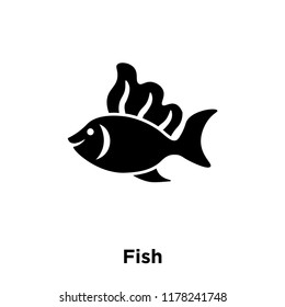 Fish icon vector isolated on white background, logo concept of Fish sign on transparent background, filled black symbol