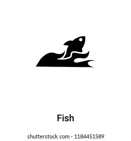 Fish icon vector isolated on white background, logo concept of Fish sign on transparent background, filled black symbol