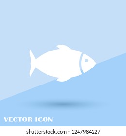 Fish icon vector isolated on blue