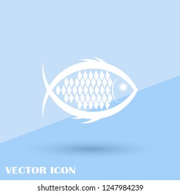 Fish icon vector isolated on blue
