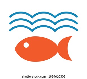 Fish icon vector isolated on White background .