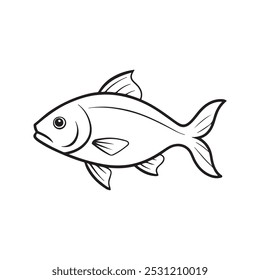 Fish icon vector isolated on white black background. food illustration sign collection.