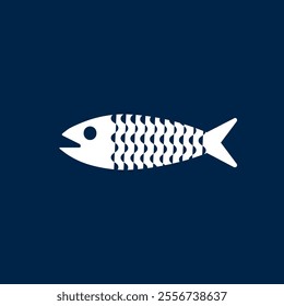 Fish icon vector isolated on blue background. food illustration sign Fish icon.