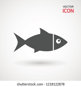 Fish icon vector isolated. Silhouette of fish on a light background. Logo design for the company.