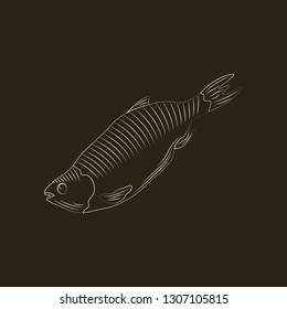 Fish icon vector isolated. Stylization by hand drawing