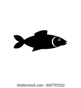 Fish icon vector. Line art fish icon for web background design. Isolated cute sea fish.