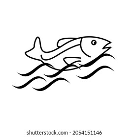 Vector de icono del pescado en fondo blanco