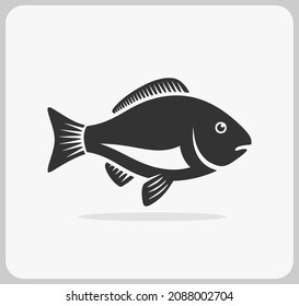 fish icon vector on a white background. Animals live under water.