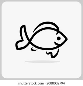 fish icon vector on a white background. Animals live under water.