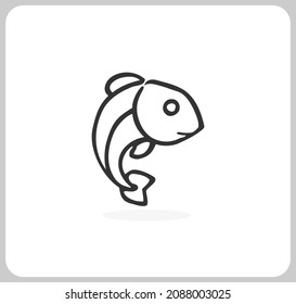 fish icon vector on a white background. Animals live under water.