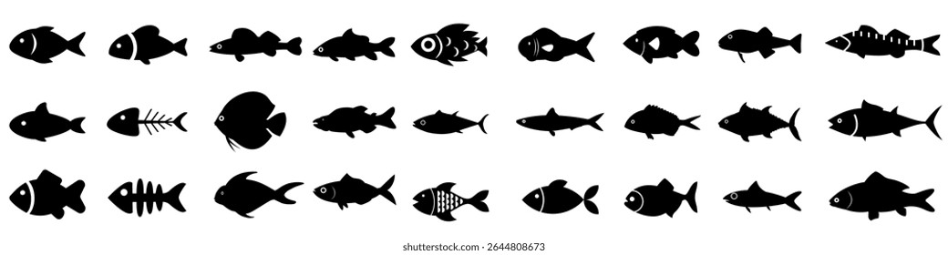 Fish icon vector. Sea food illustration sign collection. Ocean symbol. Marine life web icons. 