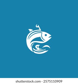 Fish icon vector set. Creative vector symbol of fishing club or online shop. Fish logo template.