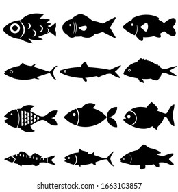 Fish icon vector set. Food illustration sign collection. Ocean symbol or logo.