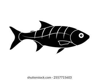 Fish icon vector. Fish Silhouette isolated white background. Vector Illustration