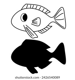 Fish icon vector symbol illustration, on white background