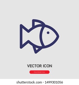 Fish icon vector. Fish symbol. Linear style sign for mobile concept and web design. Fish symbol illustration. Pixel vector graphics - Vector.