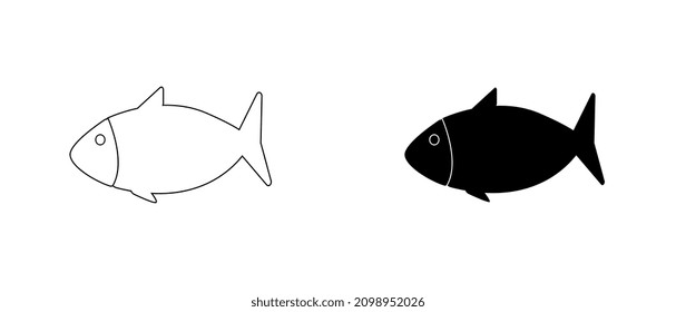 Plantilla vectorial de icono de pescado. Símbolo de animal acuático.