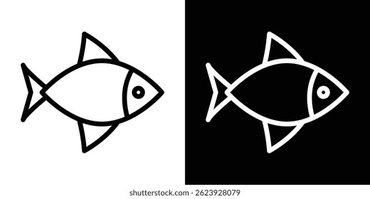 Vetor de ícone de peixe para aplicativo móvel e Web. Símbolo isolado.