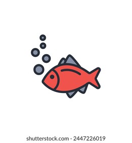 fish icon. vector.Editable stroke.linear style sign for use web design,logo.Symbol illustration.