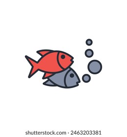 Fish icon. vector.Editable stroke.linear style sign for use web design,logo.Symbol illustration.