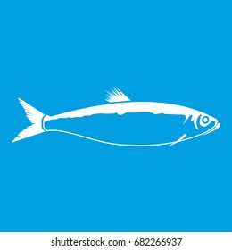 Fish icon white isolated on blue background vector illustration
