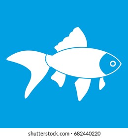 Fish icon white isolated on blue background vector illustration
